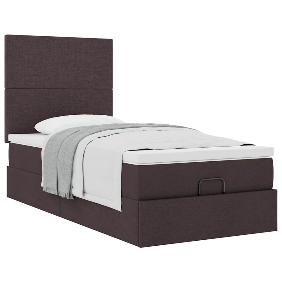 Ottoman bed met matras 100x200cm stof donkerbruin