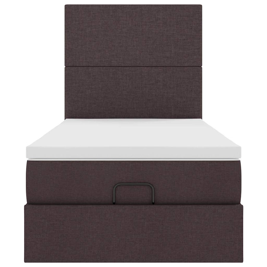 Ottoman bed met matras 100x200cm stof donkerbruin