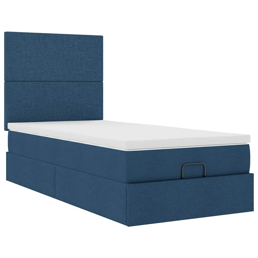 Ottoman bed met matras 100x200cm stof blauw