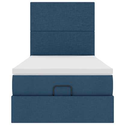 Ottoman bed met matras 100x200cm stof blauw