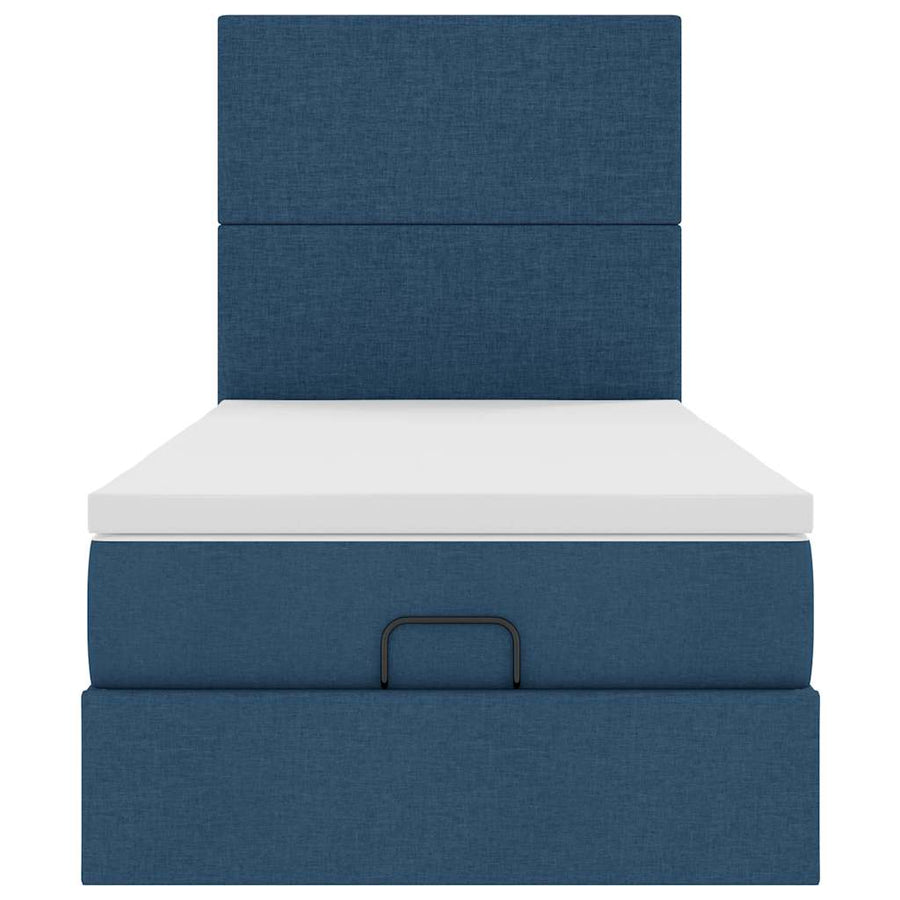Ottoman bed met matras 100x200cm stof blauw