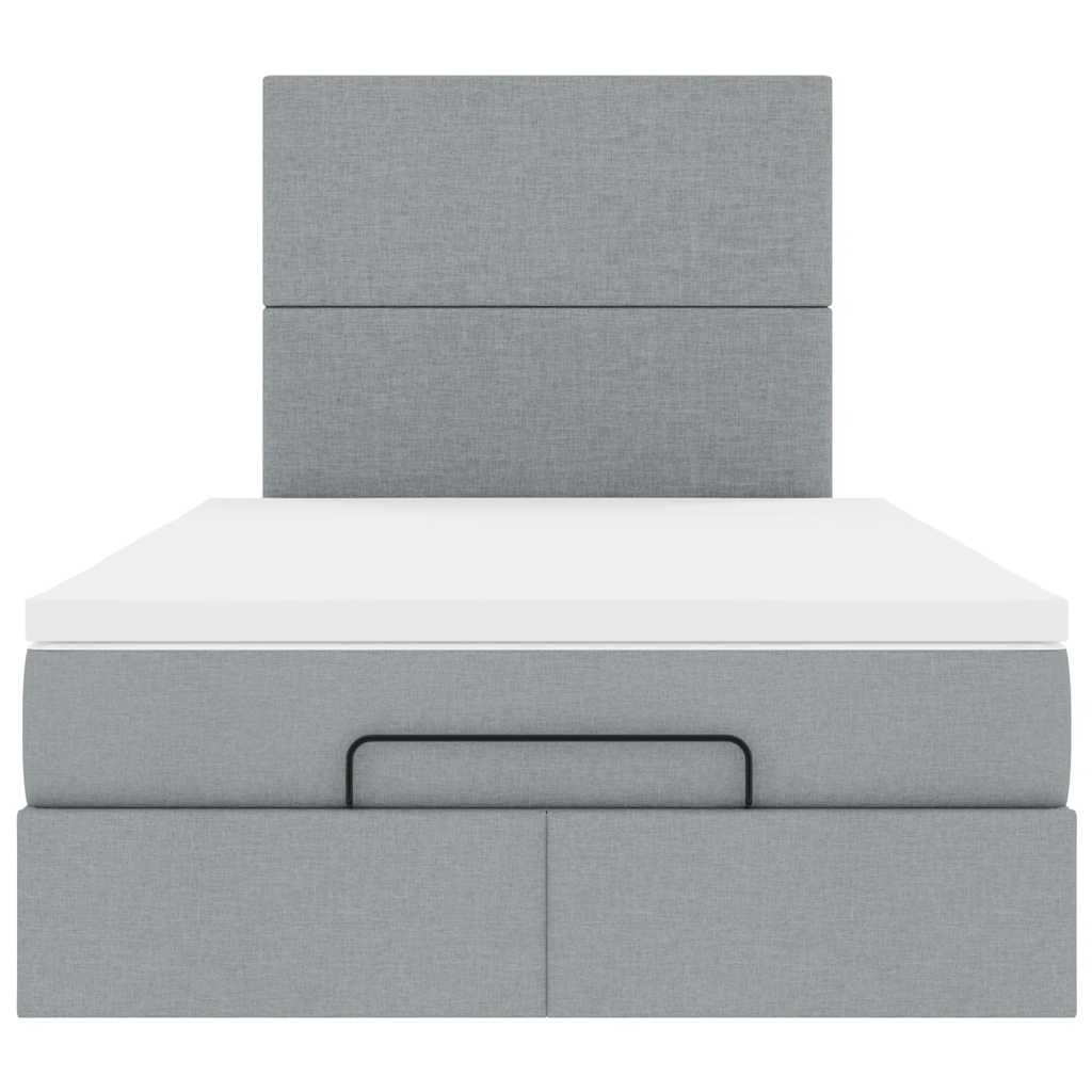 Ottoman bed met matras 120x190 cm stof lichtgrijs