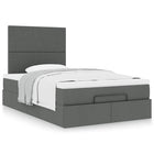 Ottoman bed with mattress 120x190 cm dark grey fabric