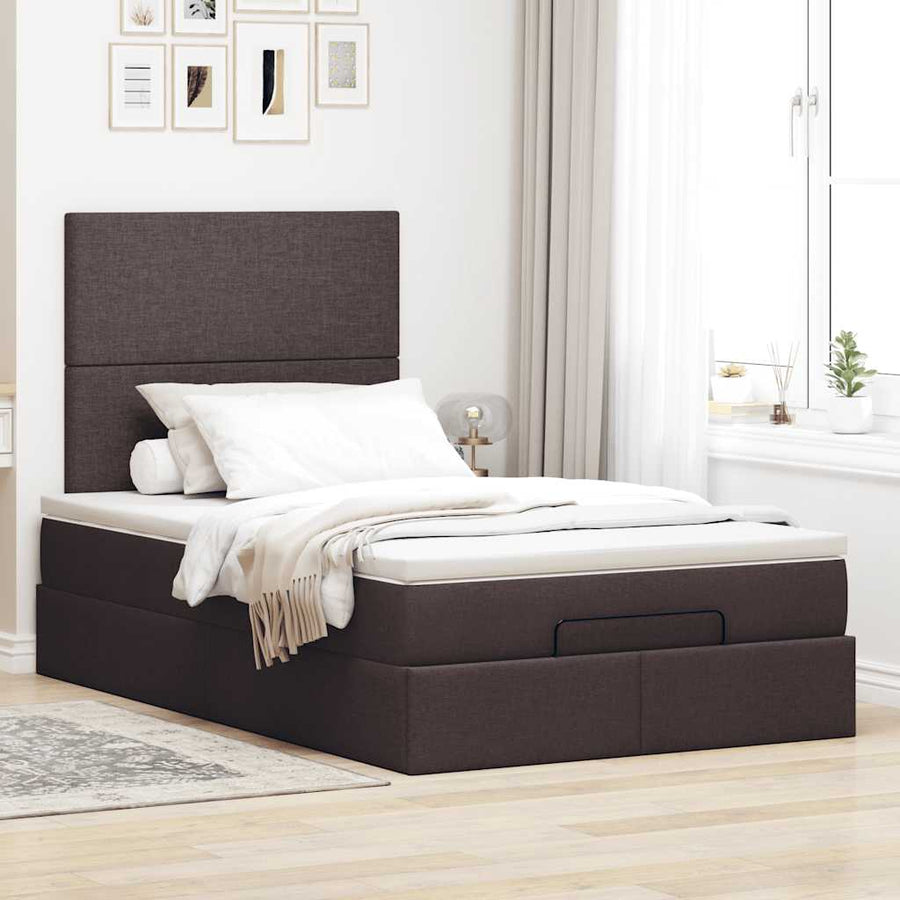 Ottoman bed met matras 120x190 cm stof donkerbruin