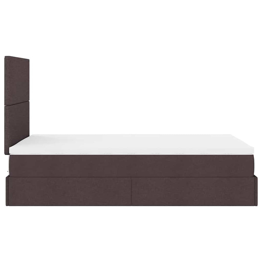 Ottoman bed met matras 120x190 cm stof donkerbruin
