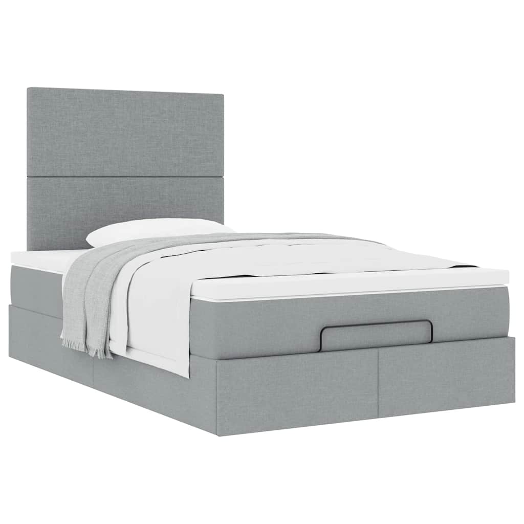Ottoman bed met matras 120x200cm stof lichtgrijs