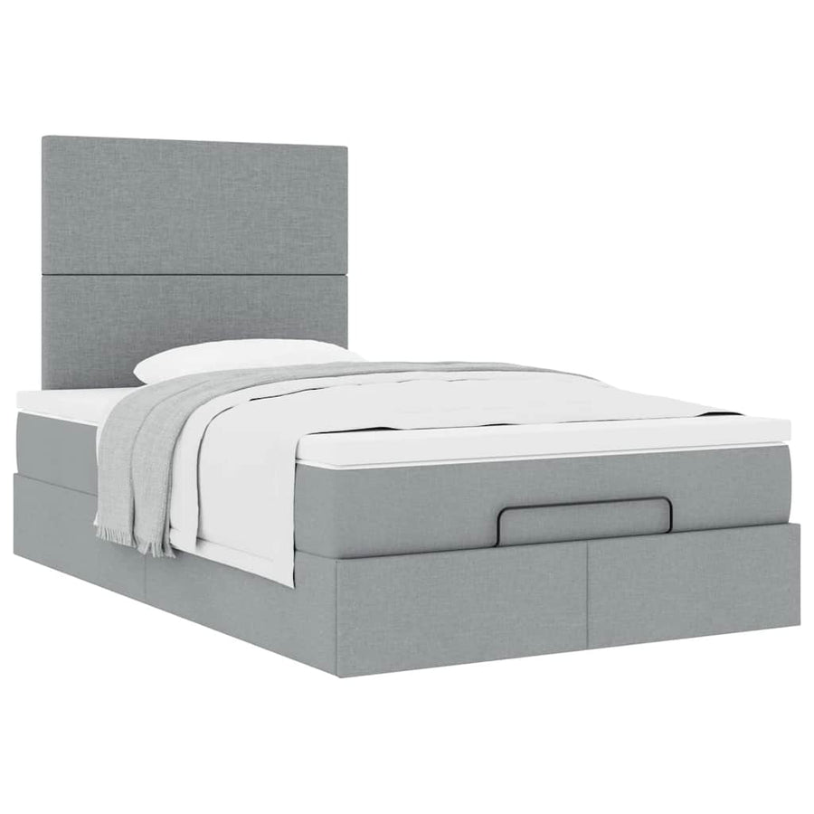 Ottoman bed met matras 120x200cm stof lichtgrijs