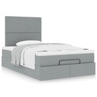 Ottoman bed with mattress 120x200cm fabric light grey