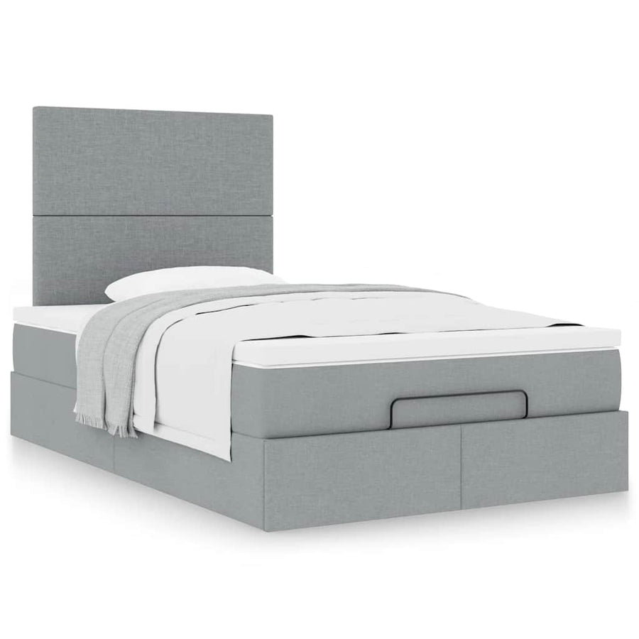 Ottoman bed met matras 120x200cm stof lichtgrijs