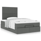 Ottoman bed with mattress 120x200cm fabric dark grey