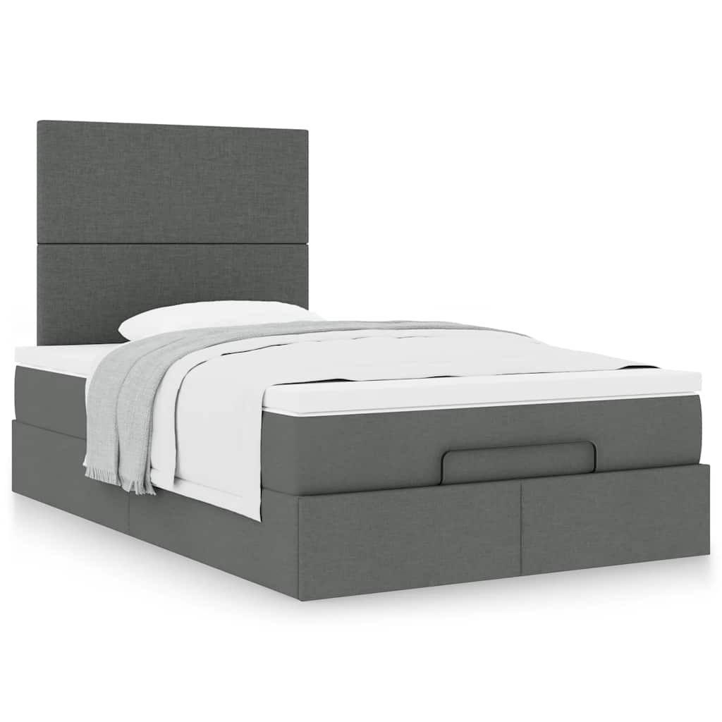 Ottoman bed met matras 120x200cm stof donkergrijs