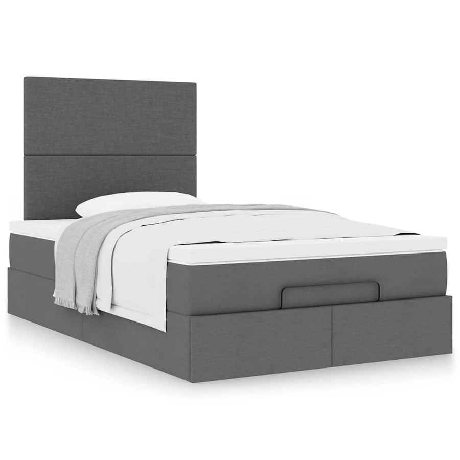 Ottoman bed met matras 120x200cm stof donkergrijs