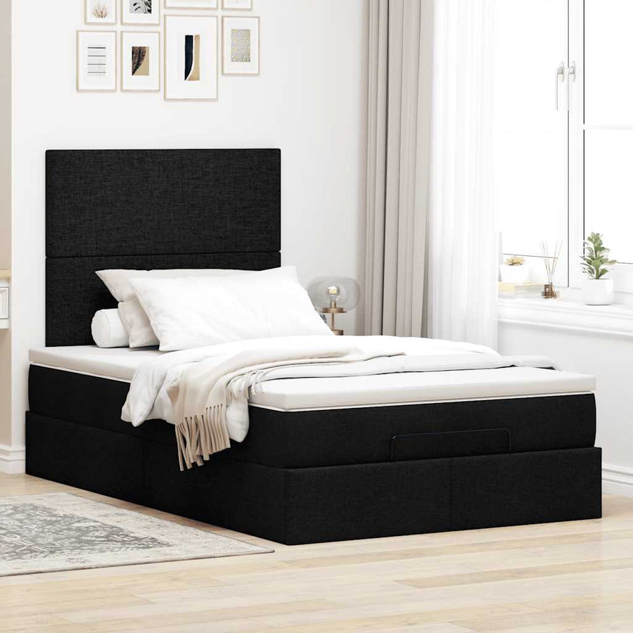 Ottoman bed met matras 120x200cm stof zwart