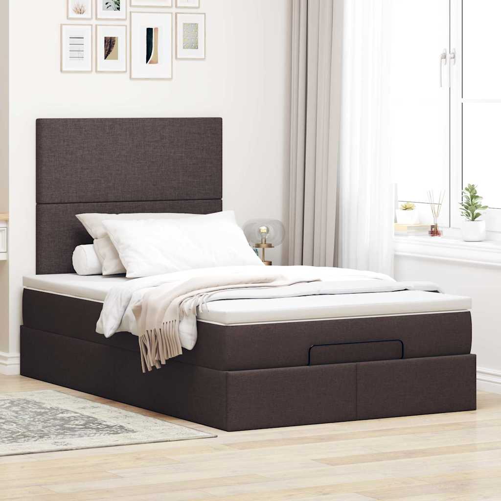 Ottoman bed met matras 120x200cm stof donkerbruin