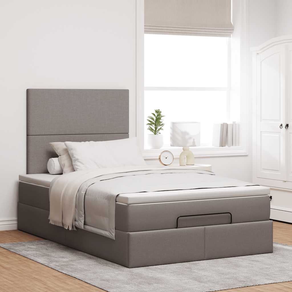 Ottoman bed met matras 120x200cm stof taupe
