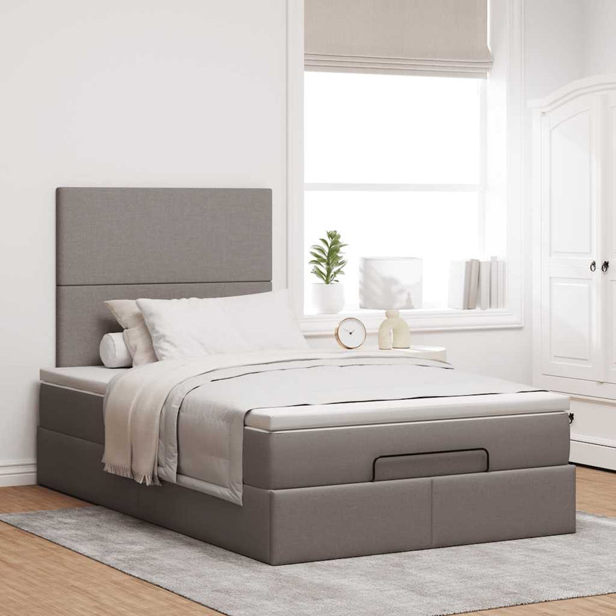 Ottoman bed met matras 120x200cm stof taupe