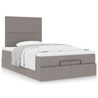 Ottoman bed with mattress 120x200cm fabric taupe