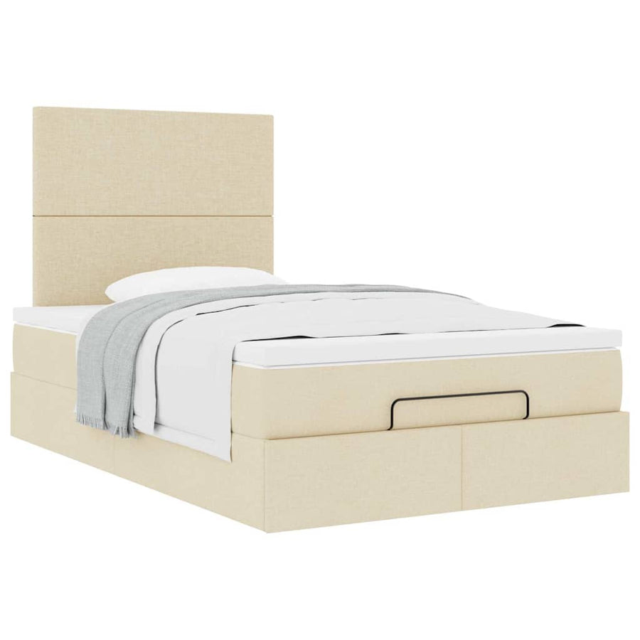 Ottoman bed met matras 120x200cm stof crèmekleurig
