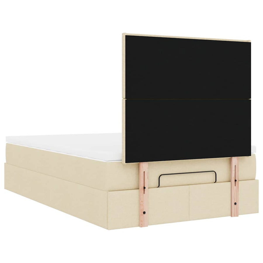 Ottoman bed met matras 120x200cm stof crèmekleurig