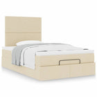 Ottoman bed with mattress 120x200cm fabric cream