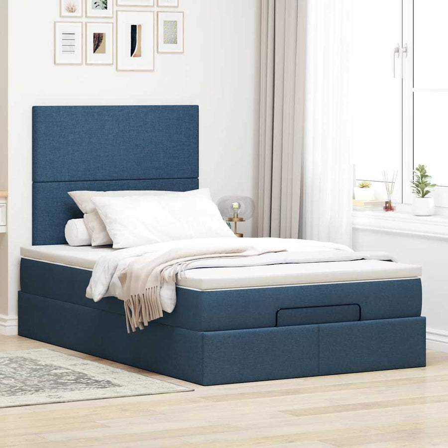 Ottoman bed met matras 120x200cm stof blauw