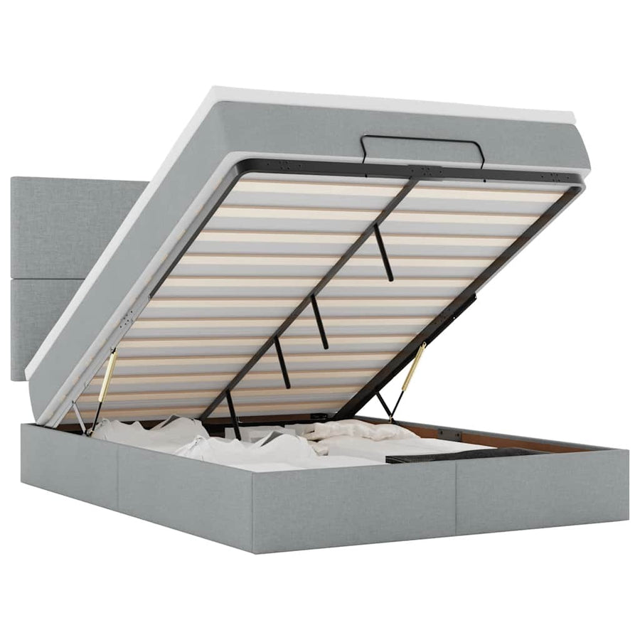 Ottoman bed met matras 140x190cm stof lichtgrijs