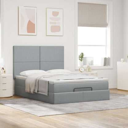 Ottoman bed met matras 140x190cm stof lichtgrijs