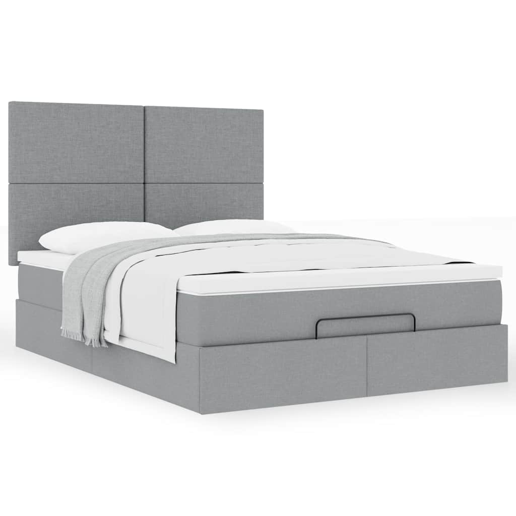 Ottoman bed met matras 140x190cm stof lichtgrijs