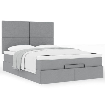 Ottoman bed met matras 140x190cm stof lichtgrijs