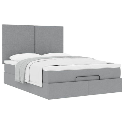 Ottoman bed met matras 140x190cm stof lichtgrijs