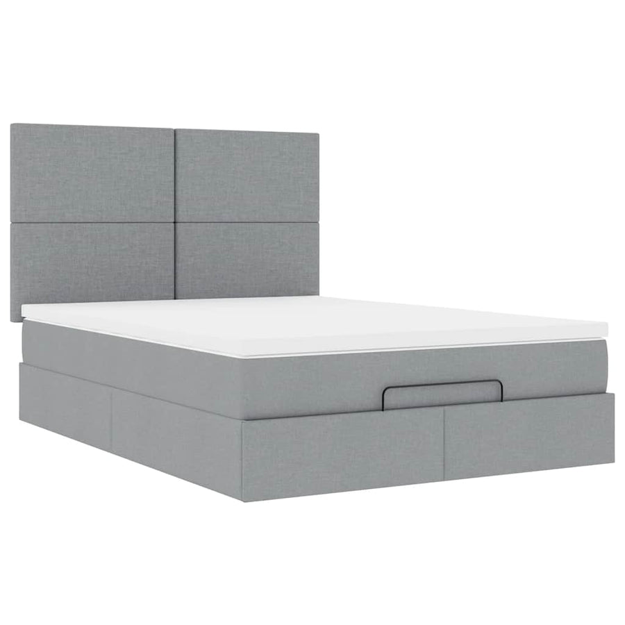 Ottoman bed met matras 140x190cm stof lichtgrijs