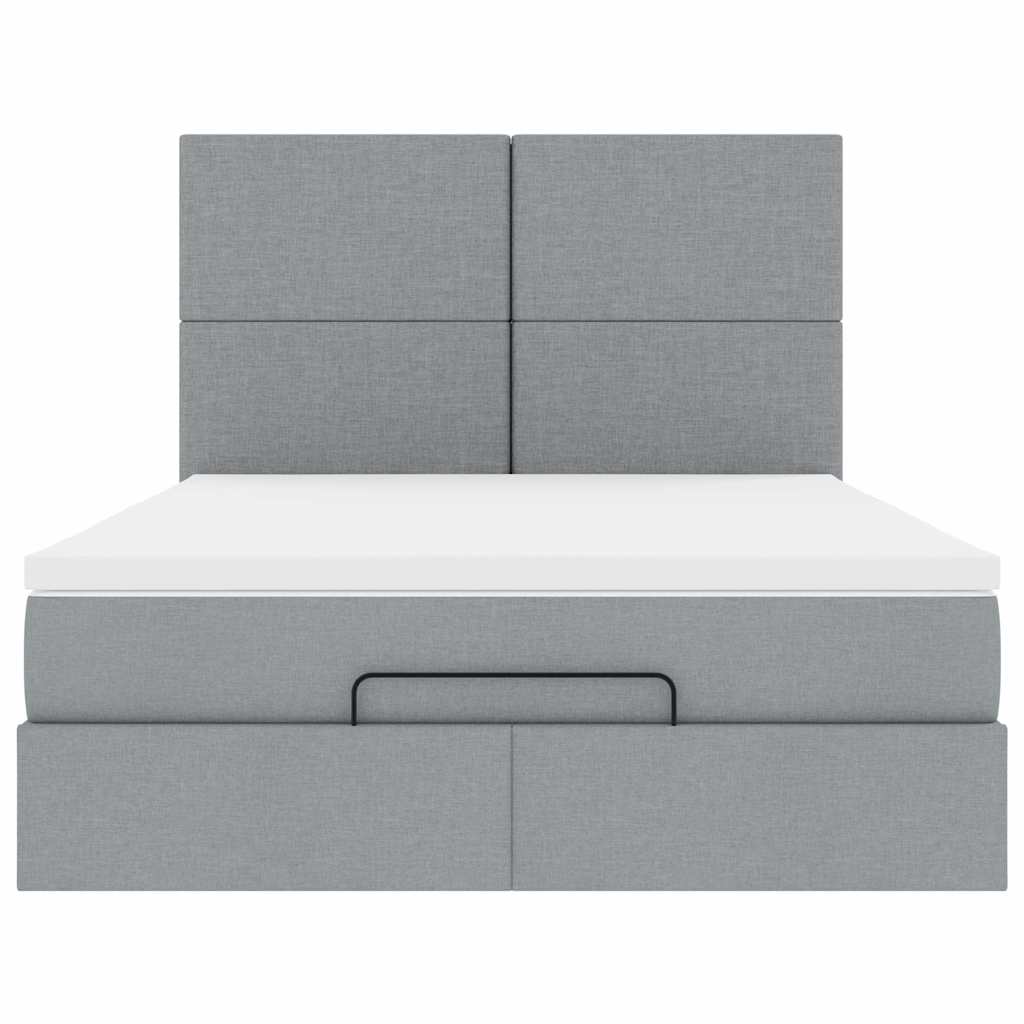 Ottoman bed met matras 140x190cm stof lichtgrijs