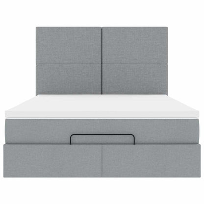 Ottoman bed met matras 140x190cm stof lichtgrijs