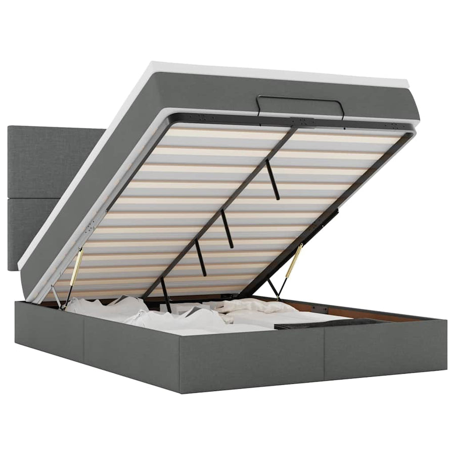 Ottoman bed met matras 140x190cm stof donkergrijs