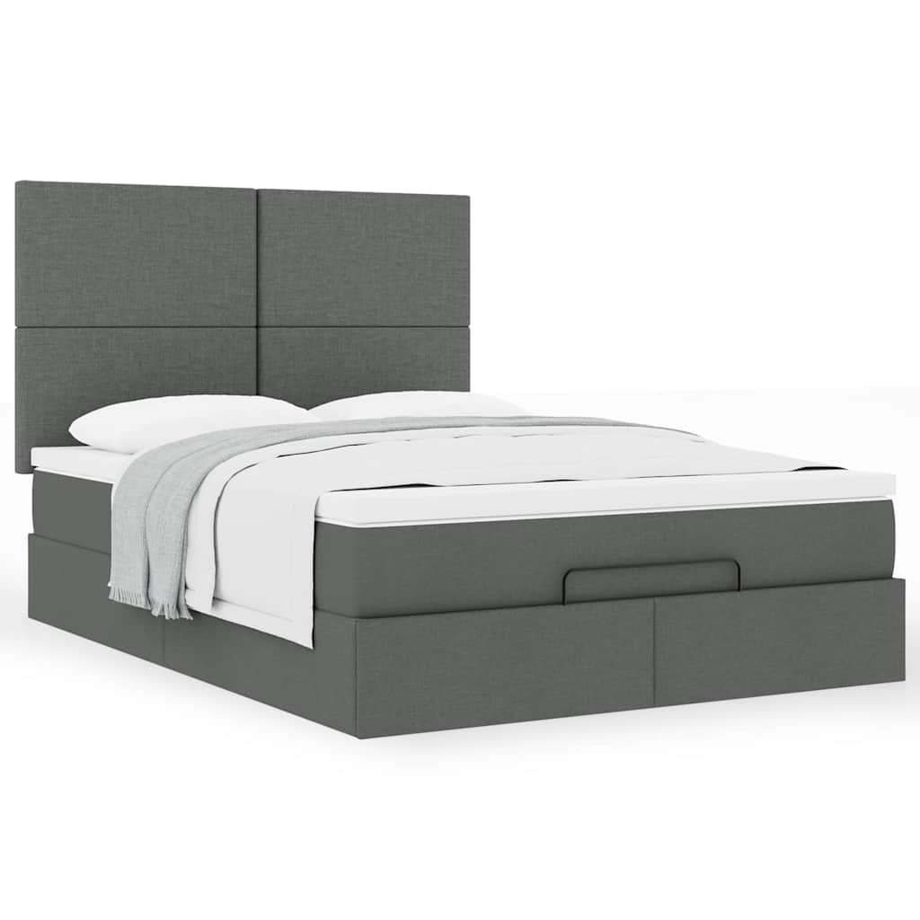 Ottoman bed met matras 140x190cm stof donkergrijs