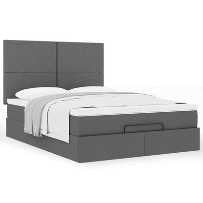 Ottoman bed met matras 140x190cm stof donkergrijs