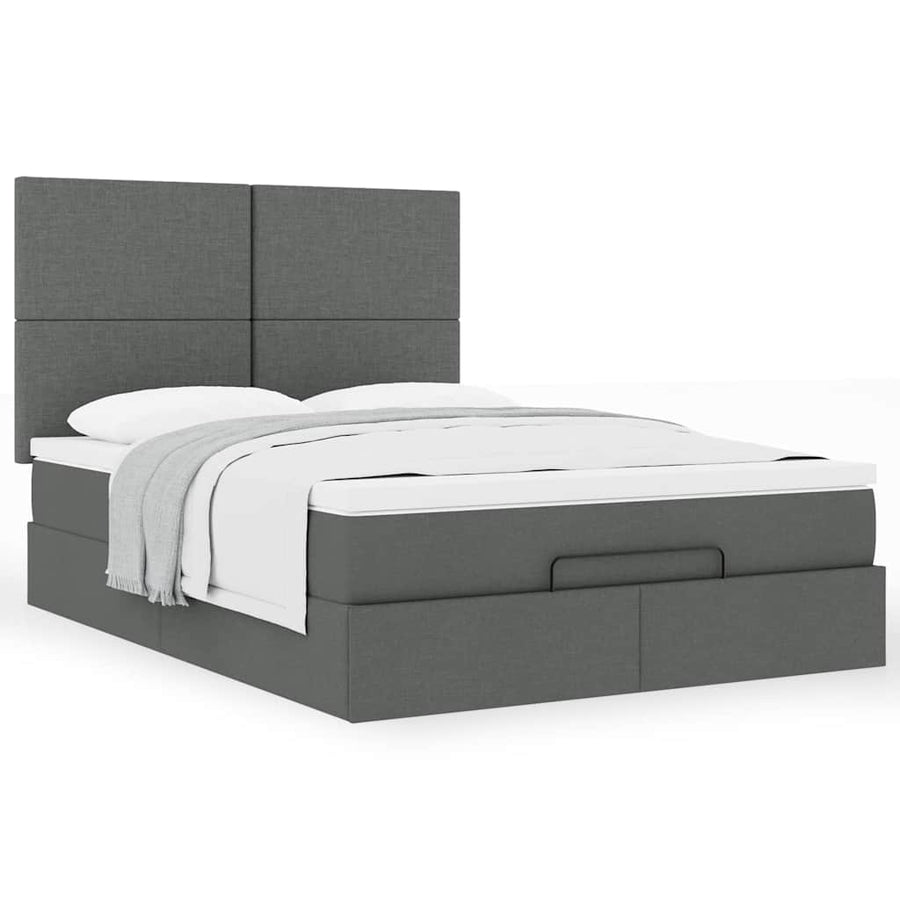 Ottoman bed met matras 140x190cm stof donkergrijs