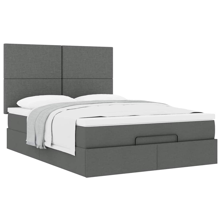 Ottoman bed met matras 140x190cm stof donkergrijs