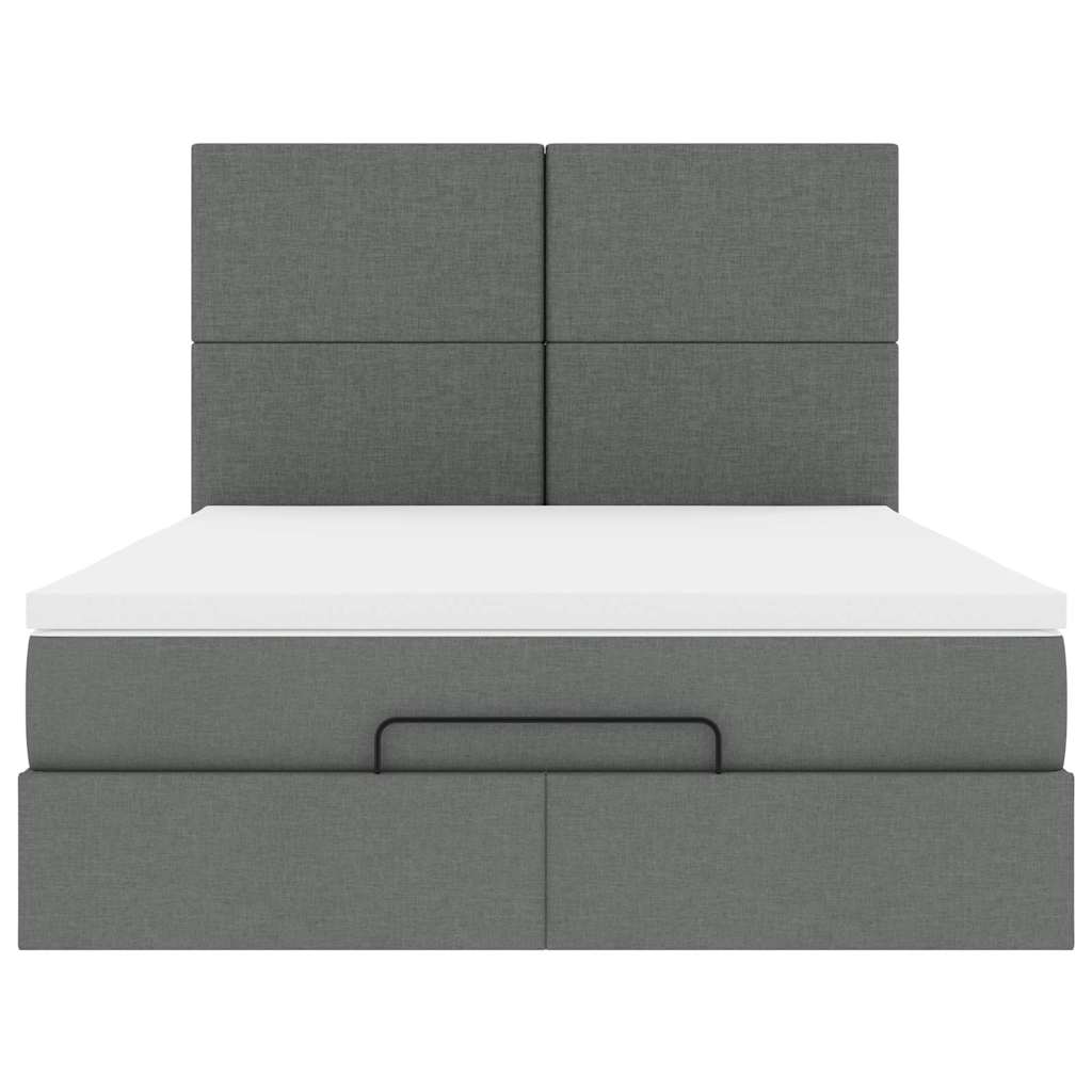 Ottoman bed met matras 140x190cm stof donkergrijs