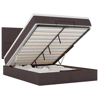 Ottoman bed met matras 140x190cm stof donkerbruin