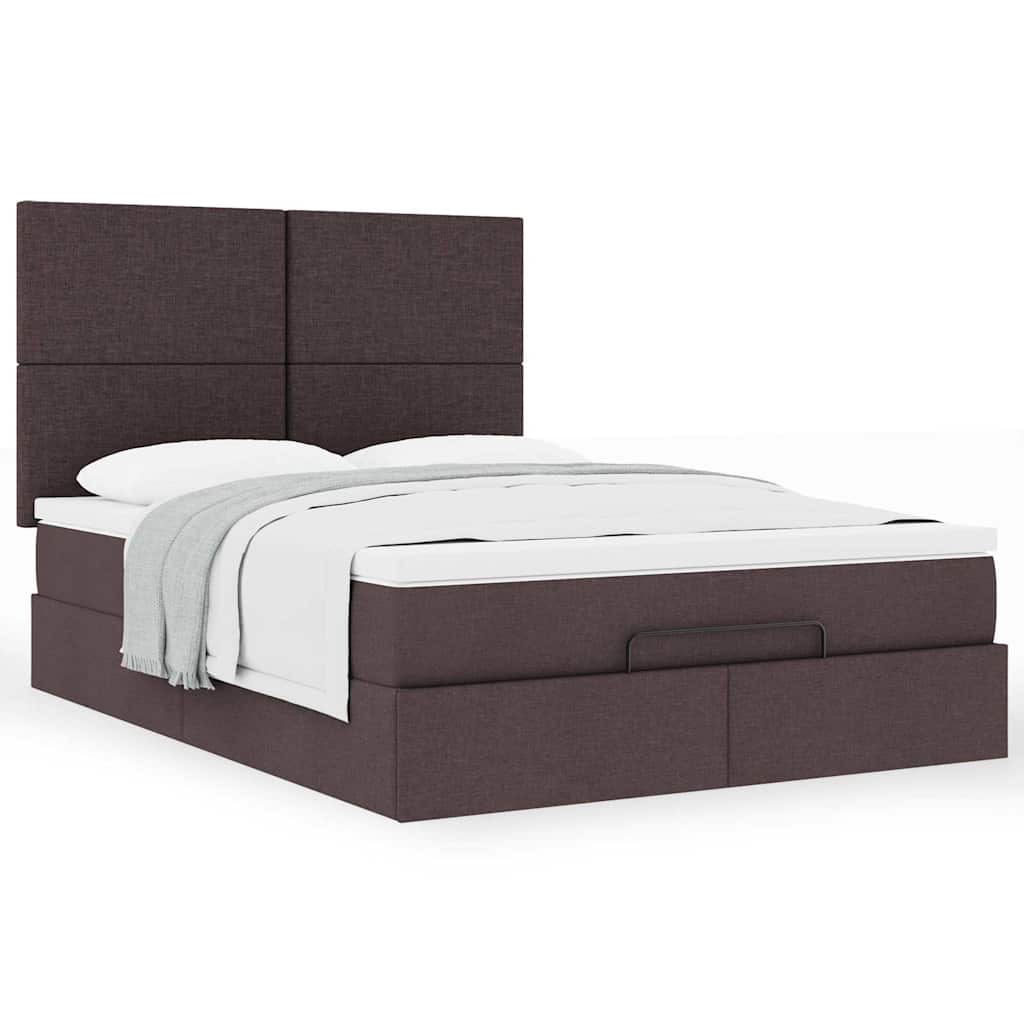 Ottoman bed met matras 140x190cm stof donkerbruin