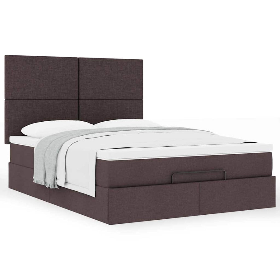 Ottoman bed met matras 140x190cm stof donkerbruin