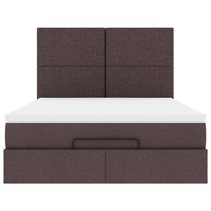 Ottoman bed met matras 140x190cm stof donkerbruin