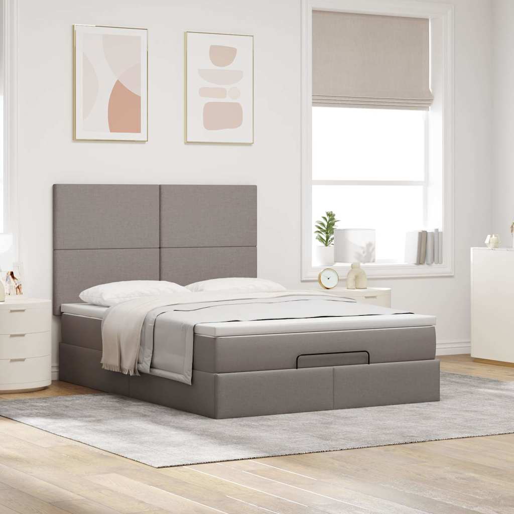 Ottoman Bed Met Matras 140X190Cm Stof 140 x 190 cm Taupe
