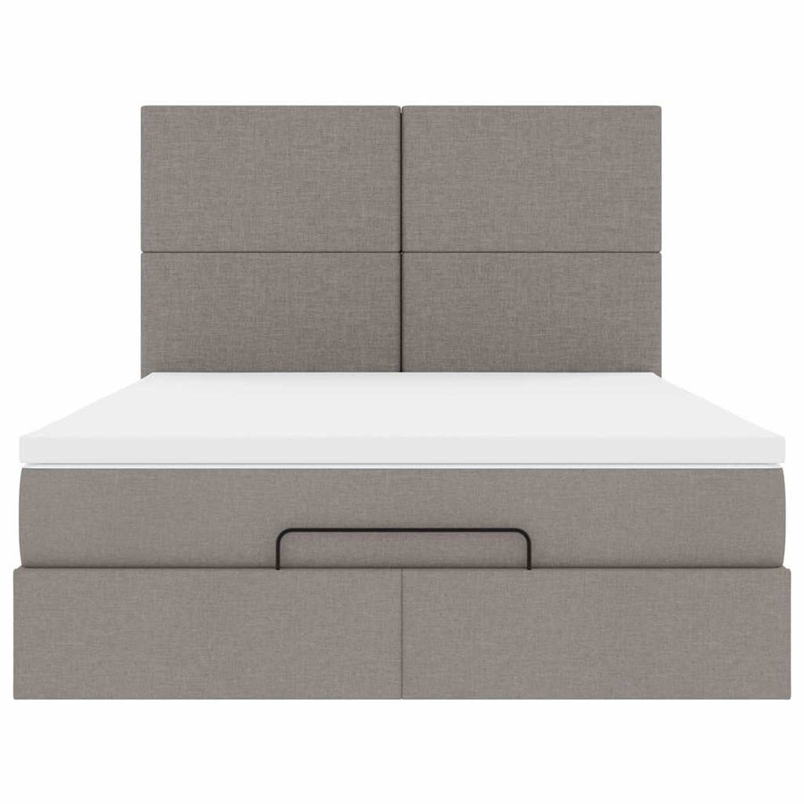Ottoman Bed Met Matras 140X190Cm Stof 140 x 190 cm Taupe