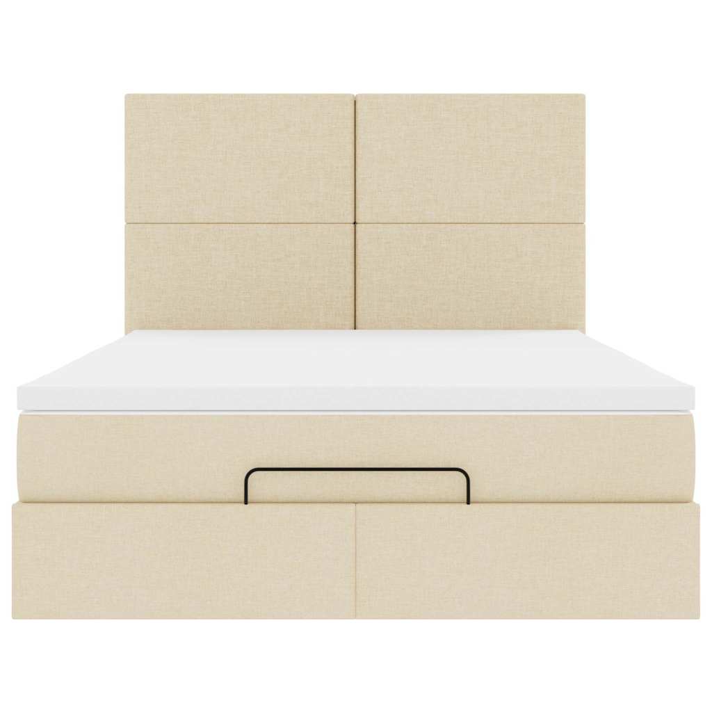 Ottoman bed met matras 140x190cm stof crèmekleurig