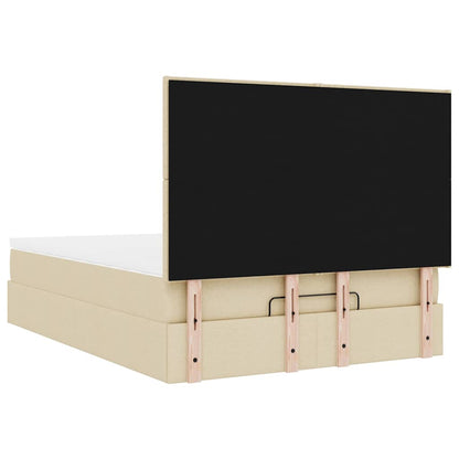 Ottoman bed met matras 140x190cm stof crèmekleurig