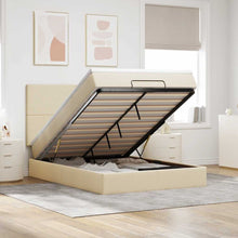 Ottoman bed met matras 140x190cm stof crèmekleurig