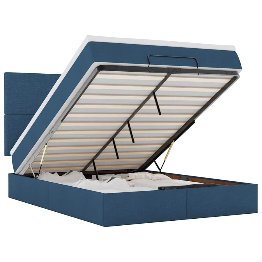 Ottoman bed met matras 140x190cm stof blauw