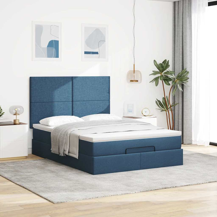 Ottoman bed met matras 140x190cm stof blauw